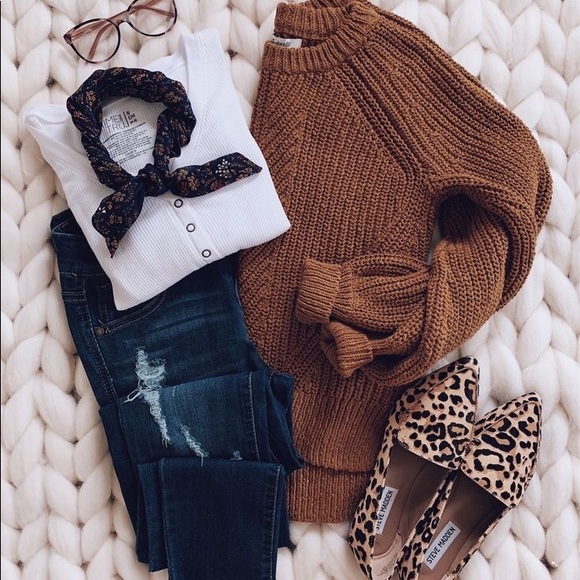 Best Seller! Mocha Brown Plus Size Waffle Sweater - Picture 8 of 8